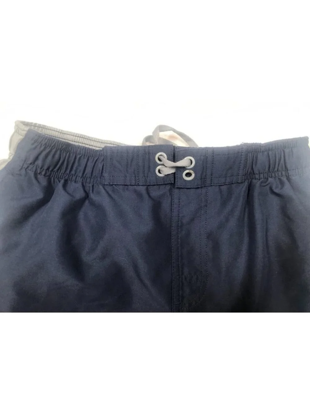 Nike Swim Trunks Navy Blue Gray Shorts Lined Elastic Waist Drawstring Mens Small